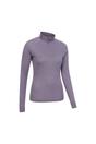 Purple Merino Wool Zip Neck Thermal Top, Image 3 of 4