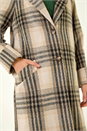 Ivory  Check Print Longline Coat, Image 6 of 7