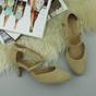 Natural AJVANI Natural Mid Heel Crossed Straps Court Shoes, Image 4 of 6