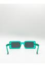 Blue Light Blue Oversized Rectangle Plastic Frame Sunglasses, Image 4 of 7