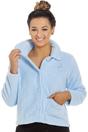 Blue Soft Fleece Bed Jacket With Floral Motif, Image 1 of 4