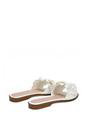 White XY LONDON White Flat Slip On Slider Sandals With Floral Detail, Image 4 of 6
