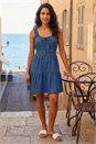 Denim Dusk Tie Front Tiered Dress, Image 1 of 4