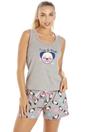 Grey Camille Lingerie Grey Dog Motif Short Cotton Pyjama Set, Image 1 of 5