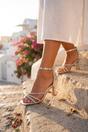 Silver Pearl Patent Rhinestone Strap Square Sandals, Image 6 of 7