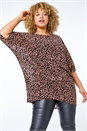 Chocolate Curve Flocked Animal Top, Image 2 of 5