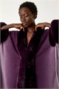 Purple Dip Dye Faux Fur Trim Cape, Image 4 of 5