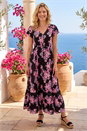 Pink Floral Print Shirred Waist Maxi Dress, Image 1 of 4