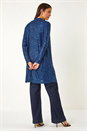Navy  Longline Sequin Stretch Jacket, Image 3 of 5