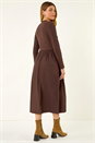 Coffee Cotton Stretch Jersey Mix Midi Dress, Image 3 of 5
