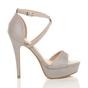 Grey AJVANI Grey High Heel Crossed Straps Platform Sandals, Image 2 of 6