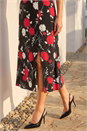 Red Floral Print Ruched Midi Dress, Image 4 of 4