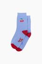 Blue Embroidered Cherries Combed Cotton Socks, Image 3 of 4