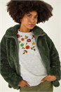 Green Teddy Borg Jacket, Image 2 of 7