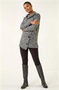 Black Roll Neck Button Detail Longline Jumper , Image 2 of 5