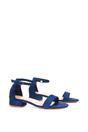 Navy XY LONDON Navy 'Tate' Low Block Heel Sandals With Ankle Strap, Image 3 of 6
