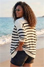 Black Curve Stripe Edge to Edge Cardigan, Image 2 of 4