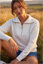 Ivory Collar Zip Neck Knit Jumper, Image 1 of 4