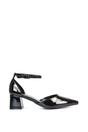 Black XY LONDON Black 'Evie' Low Block Heel Court Shoes With Pointed Toe, Image 1 of 6