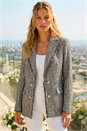 Black Boucle Frayed Edge Jacket , Image 1 of 4