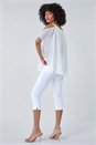 Ivory Floral Print Cold Shoulder Overlay Top, Image 4 of 5