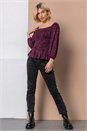 Plum Shirred Peplum Animal Top , Image 3 of 5
