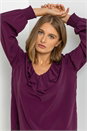 Aubergine Chiffon Frill Neck Detail Top, Image 4 of 4