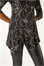 Tan Floral Textured Asymmetric Tunic Top, Image 5 of 5