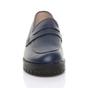 Navy Blue Flat Chunky Heeled Penny Loafers, Image 5 of 5