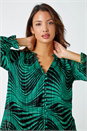Green Metallic Print Chiffon Blouse, Image 4 of 5