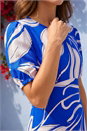 Royal Blue Petite Leaf Stretch Midi Dress, Image 4 of 4