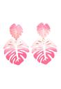 Pink AVANT-GARDE PARIS Pink Green Palm Leaf Dangle Earrings, Image 1 of 5