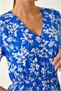 Royal Blue Floral Button Maxi Dress, Image 5 of 5