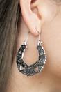 Silver Retro Hollow Carving Geometric Dangle Earrings, Image 1 of 2