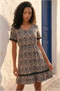 Natural Animal Print Embroidered Stretch Dress, Image 1 of 4