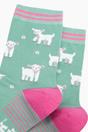 Green Spring Lambs Bamboo Socks in Green, Image 2 of 4