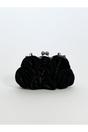 Black SVNX Black Rose Satin Clutch Bag, Image 4 of 4