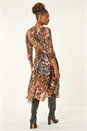 Brown Animal Print Hanky Hem Dress, Image 3 of 5
