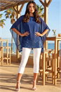 Blue Sequin Hem Contrast Tunic Top, Image 2 of 4