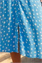 Light Blue  Polka Dot Ruched Sleeve Midi Dress, Image 4 of 4