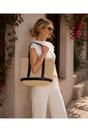 Beige Octavia - Straw Tote Bag, Image 2 of 3