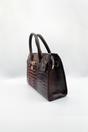 Dark Brown Croc-Print Handbag, Image 4 of 5