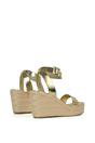 Gold XY LONDON Gold 'Linda' Strappy Platform Woven Wedge Heel Sandals, Image 4 of 5