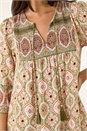KHAKI Dusk Mix Print Smock Midi Dress, Image 5 of 7