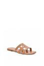 Taupe XY LONDON Taupe 'Ellie' Square Toe Cut Out Strap Flat Sandal Slides, Image 2 of 5