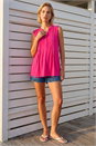 Cerise Pintuck Notch Neck Top, Image 2 of 4