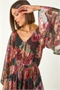 Multi  Floral Print Shimmer Midi Dress, Image 4 of 5