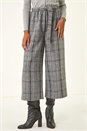 Grey Belted Check Culotte Trousers, Image 4 of 5