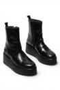 Black Womens Leather Ankle Boots-HEIJ271, Image 2 of 5