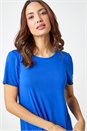 Royal Blue Chiffon Dipped Hem Asymmetric Tunic Top, Image 4 of 5